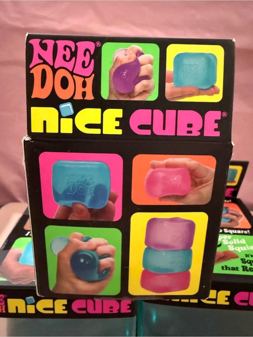 NeeDoh Nice Cube Kids Learning Toy - Pink and Blue Squish Cubes